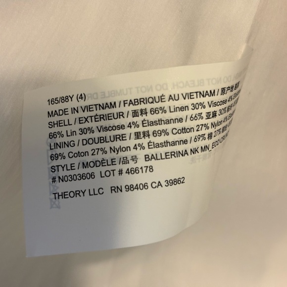 NWT Theory Ballerina Neckline Mini Dress in Good Linen White Eco Crunch Size 4 - Picture 6 of 6